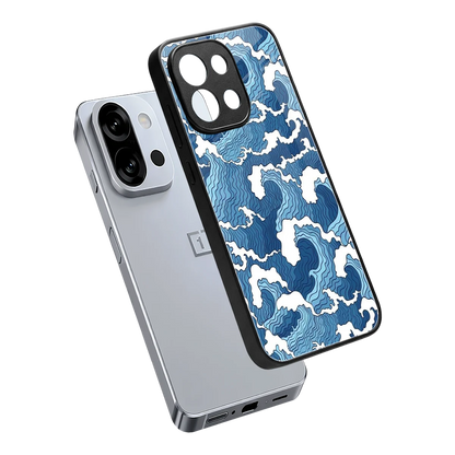 Waves Art sleek oneplus 13s cover with tempered glass back and TPU edges