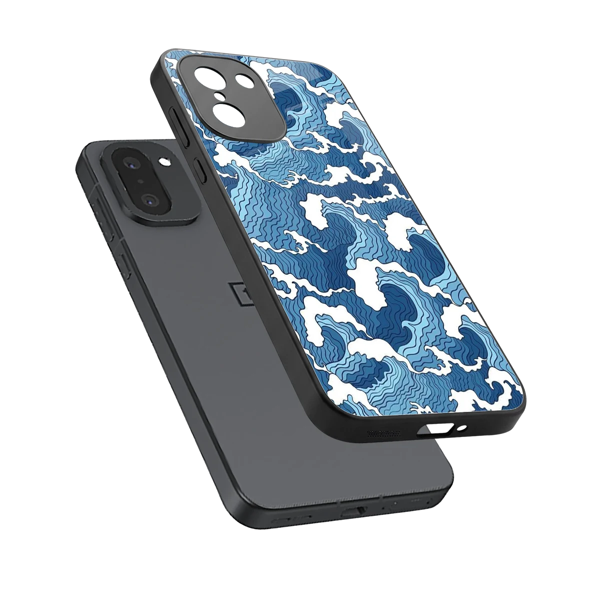 Waves Art sleek oneplus 15r cover with tempered glass back and TPU edges