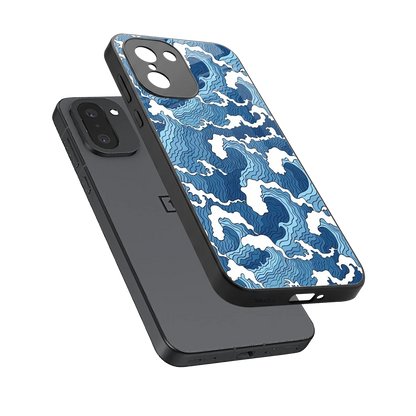 Waves Art sleek oneplus 15r cover with tempered glass back and TPU edges