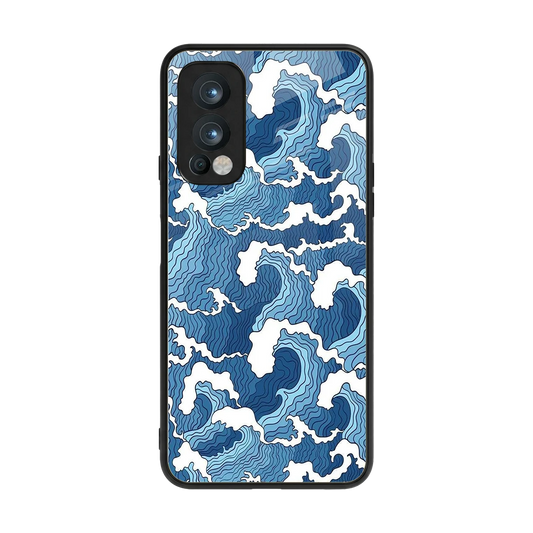 Waves Art back phone cover | glass case for oneplus nord 2