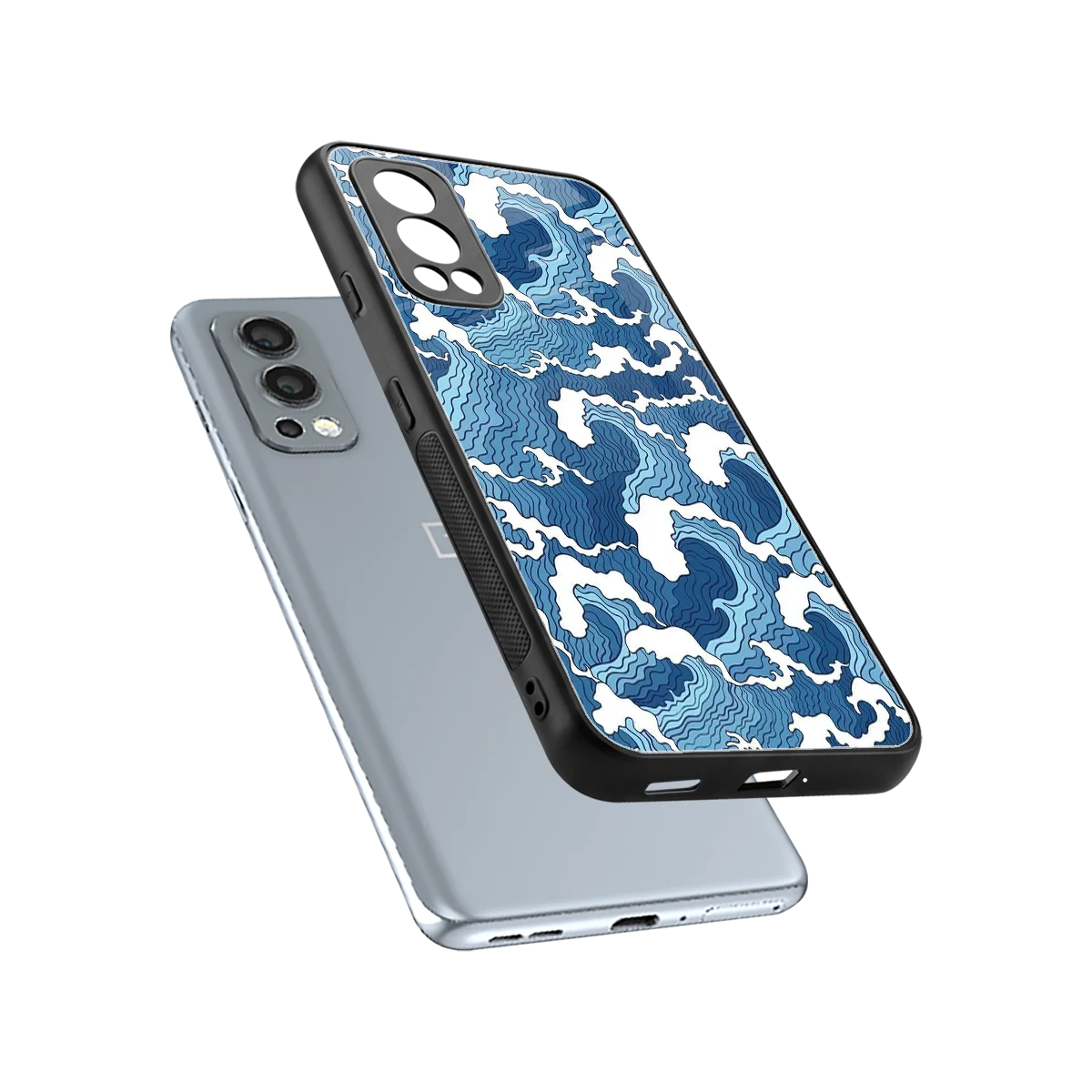 Waves Art sleek oneplus nord 2 cover with tempered glass back and TPU edges