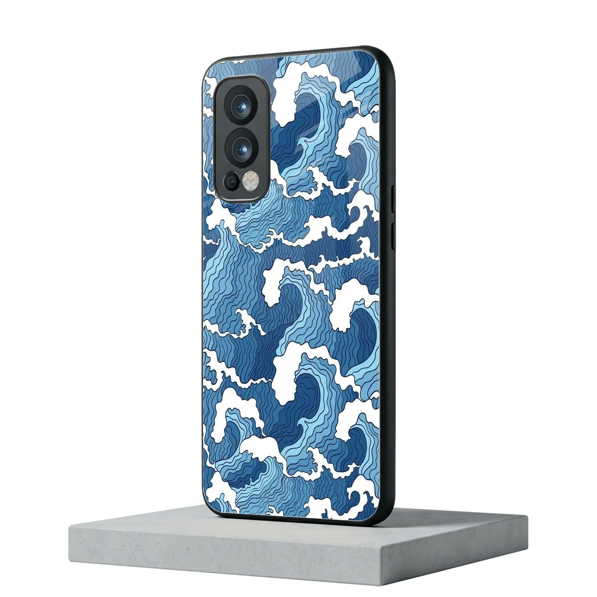 Waves Art oneplus nord 2 mobile cover | shockproof glass phone case