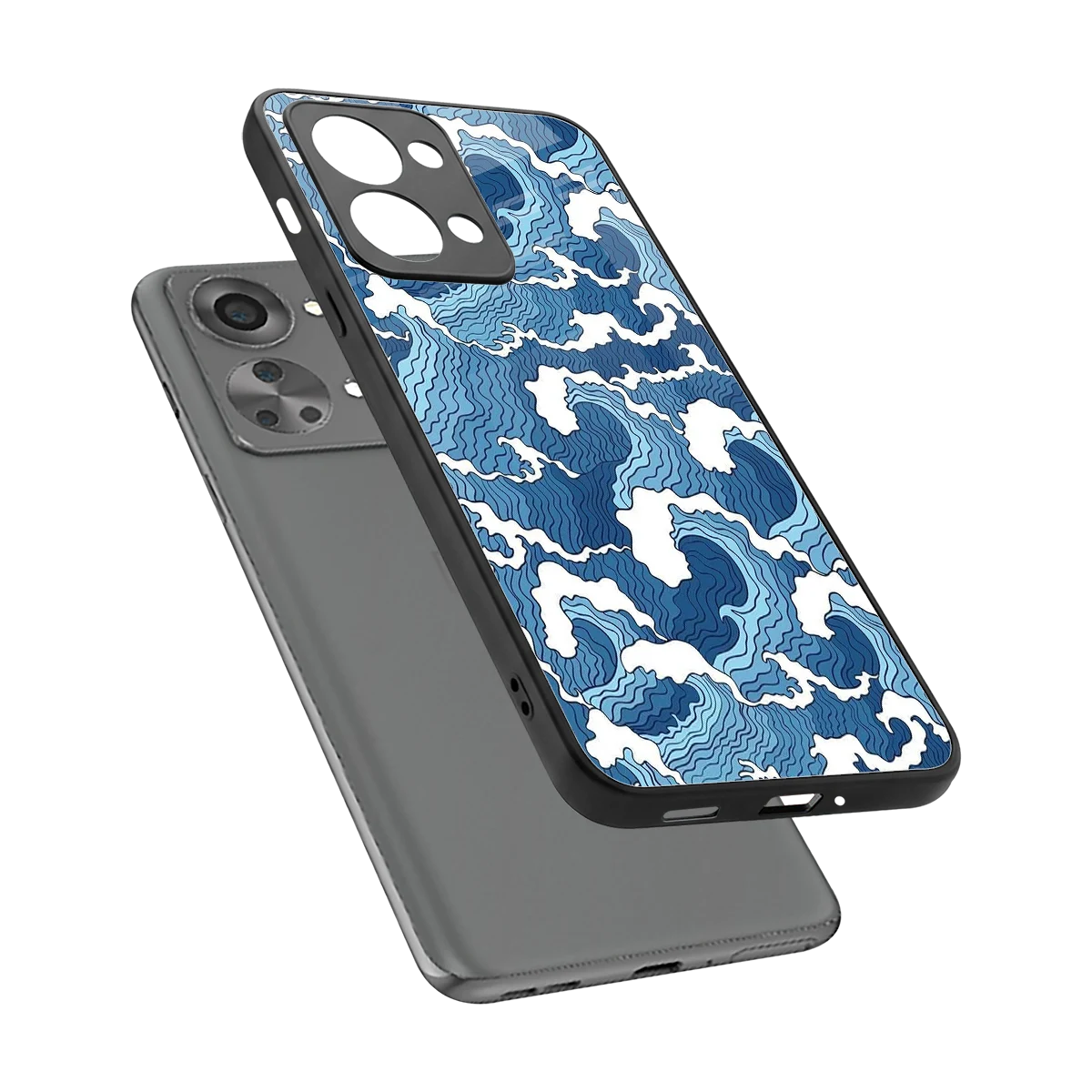 Waves Art sleek oneplus nord 2t cover with tempered glass back and TPU edges