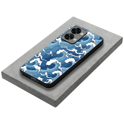 Waves Art stylish phone case for oneplus nord 2t | glossy glass and slim fit