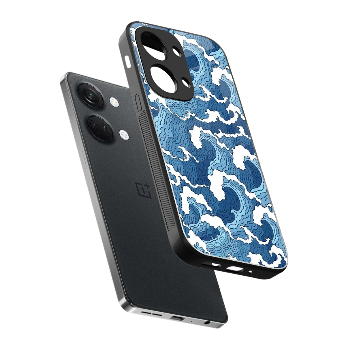 Waves Art sleek oneplus nord 3 cover with tempered glass back and TPU edges