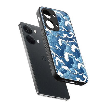 Waves Art sleek oneplus nord 3 cover with tempered glass back and TPU edges