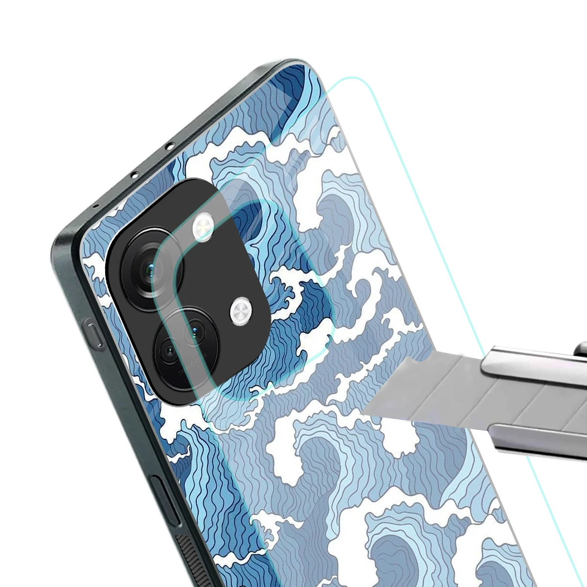 Waves Art stylish phone case for oneplus nord 3 | glossy glass and slim fit