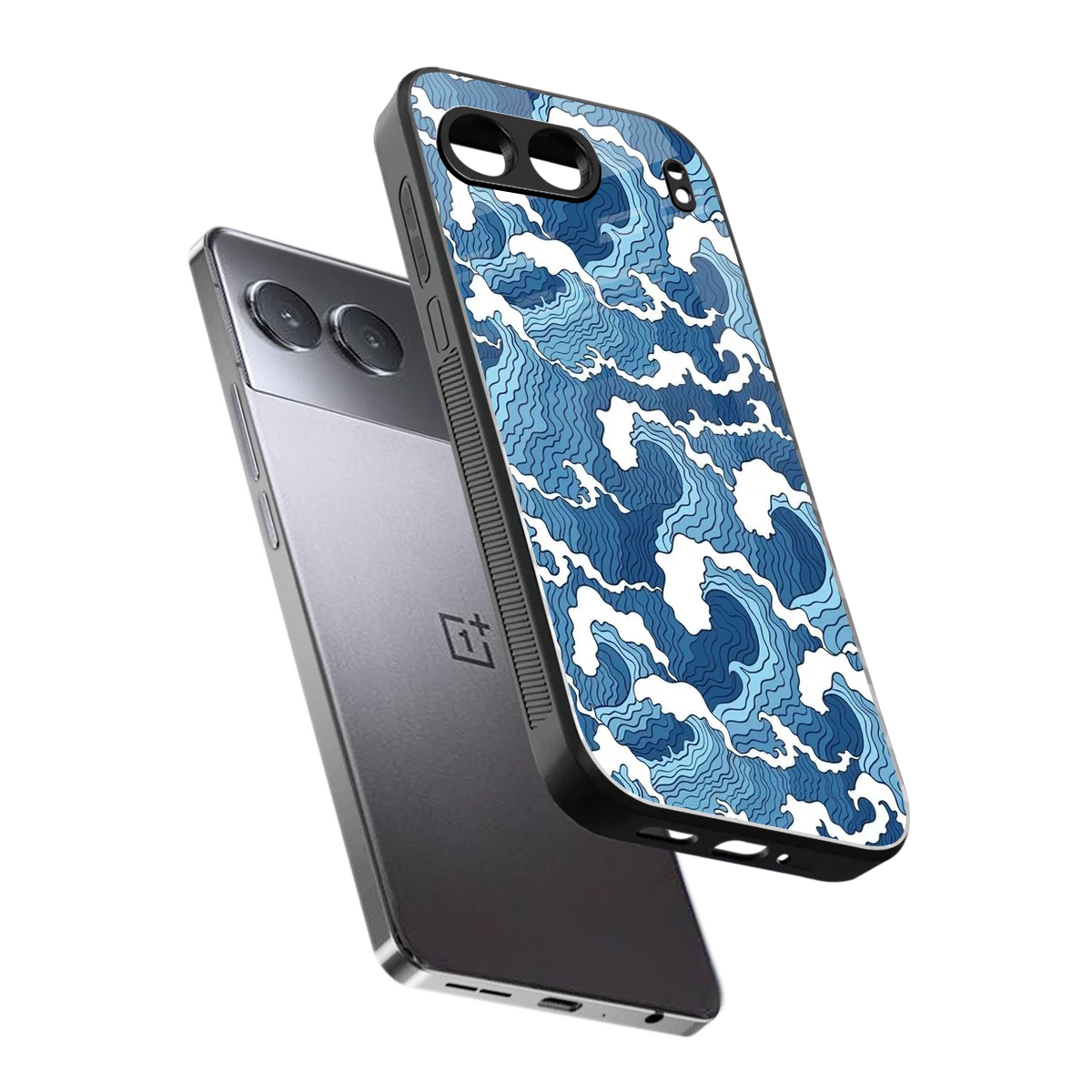 Waves Art sleek oneplus nord 4 cover with tempered glass back and TPU edges