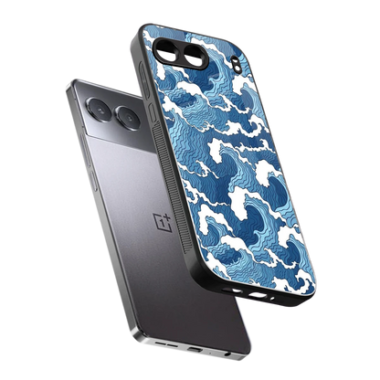 Waves Art sleek oneplus nord 4 cover with tempered glass back and TPU edges
