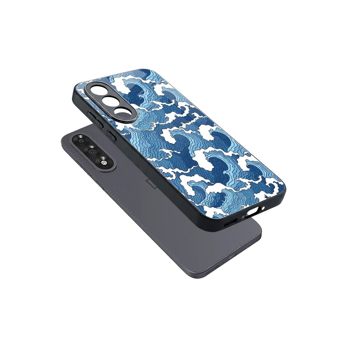 Waves Art sleek oneplus nord 5 cover with tempered glass back and TPU edges