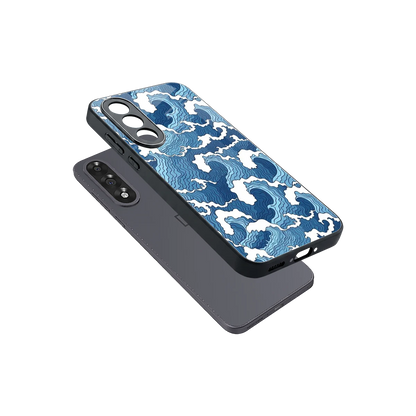 Waves Art sleek oneplus nord 5 cover with tempered glass back and TPU edges