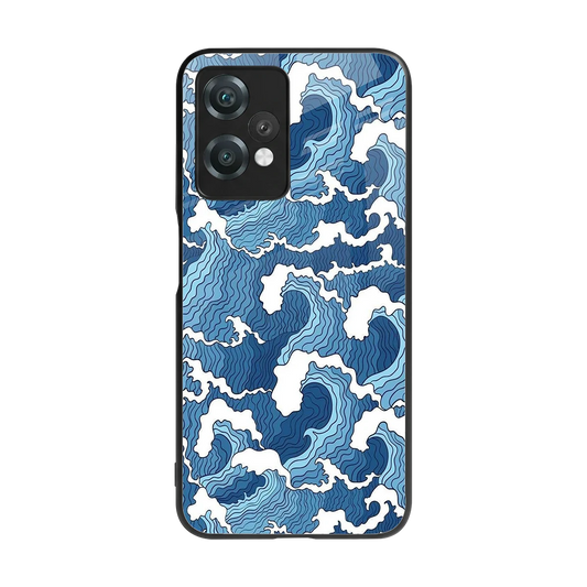Waves Art back phone cover | glass case for oneplus nord ce 2 lite