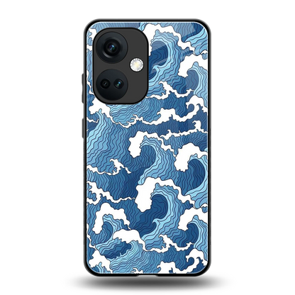 Waves Art back phone cover | glass case for oneplus nord ce 3