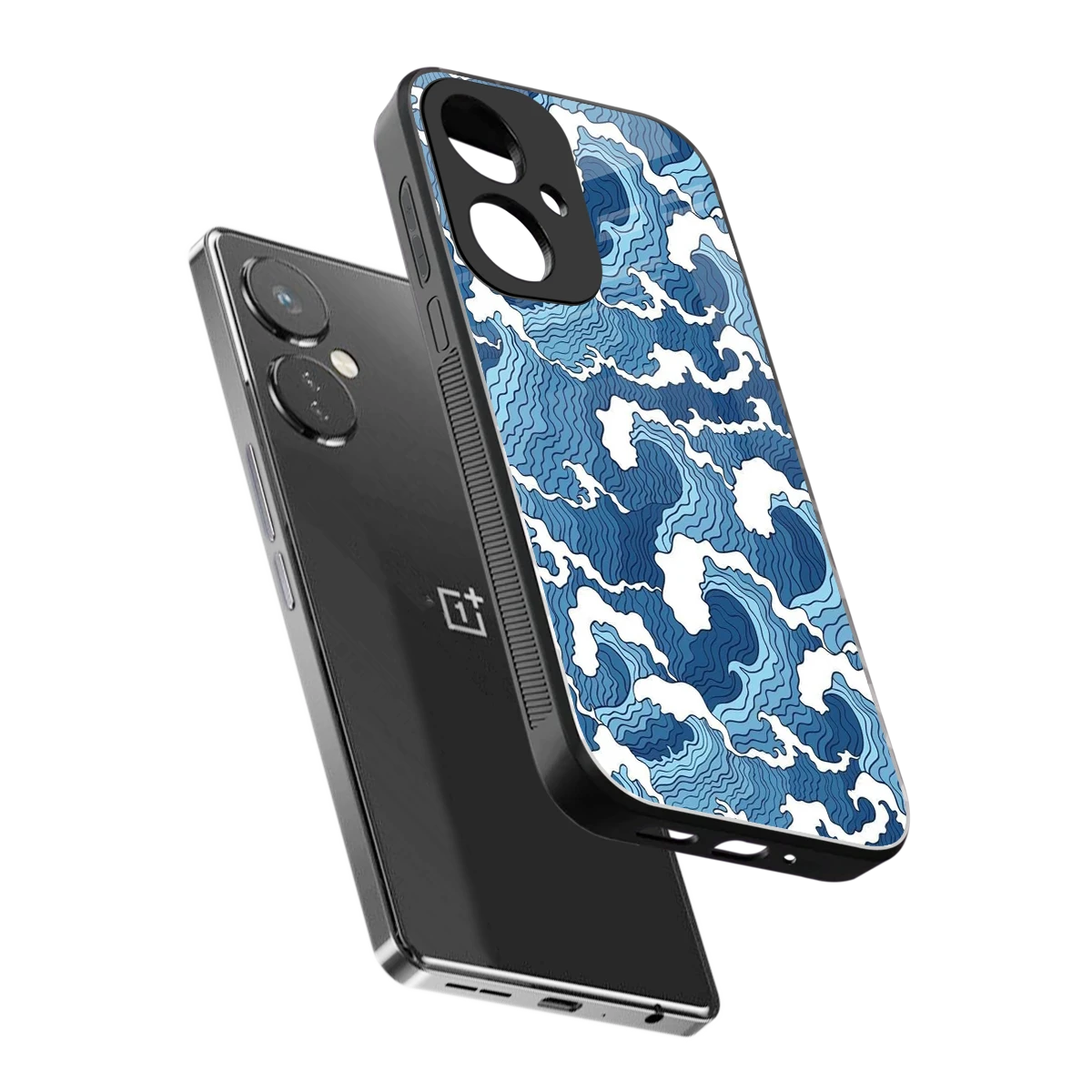 Waves Art sleek oneplus nord ce 3 cover with tempered glass back and TPU edges