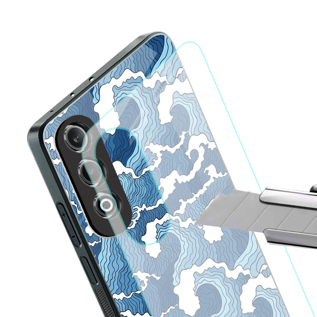 Waves Art stylish phone case for oneplus nord ce 4 | glossy glass and slim fit