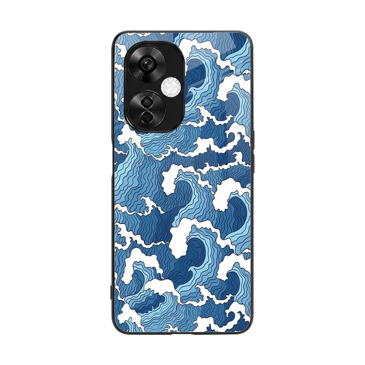 Waves Art back phone cover | glass case for oneplus nord ce 3 lite