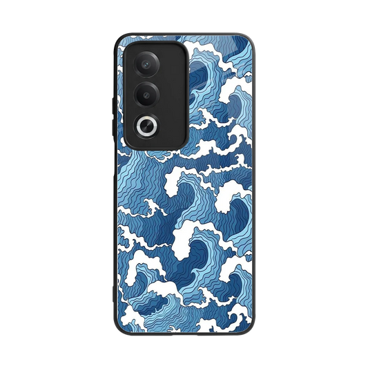 Waves Art back phone cover | glass case for oppo a3 pro