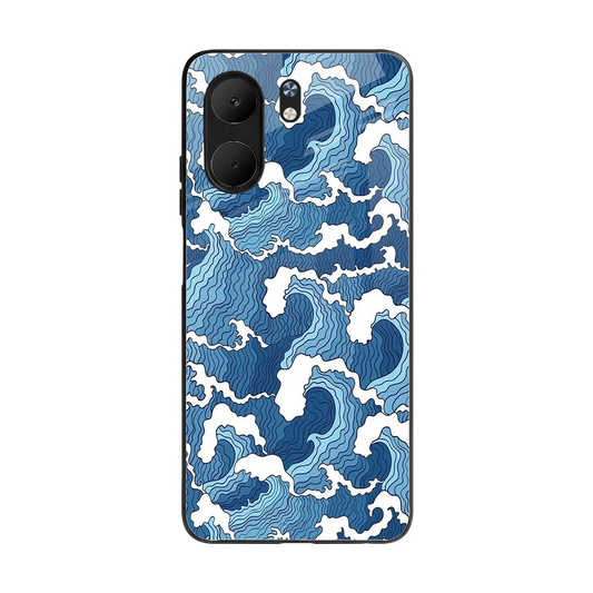 Waves Art back phone cover | glass case for oppo a5x 5g