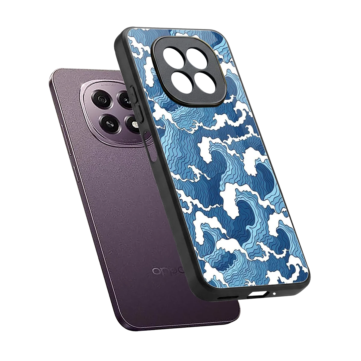 Waves Art sleek oppo f29 5g cover with tempered glass back and TPU edges