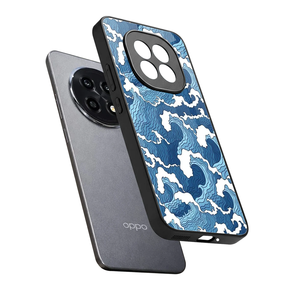 Waves Art sleek oppo f29 pro 5g cover with tempered glass back and TPU edges