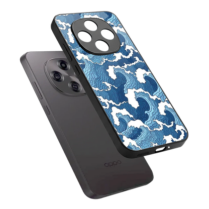 Waves Art sleek oppo f31 pro 5g cover with tempered glass back and TPU edges