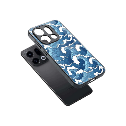Waves Art sleek oppo find x9 cover with tempered glass back and TPU edges
