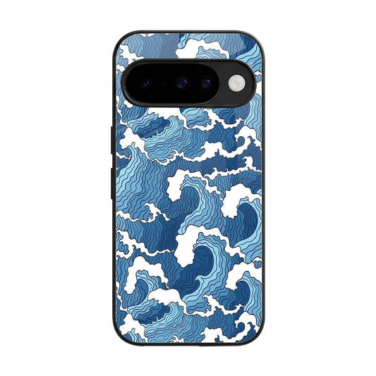 Waves Art back phone cover | glass case for google pixel 10