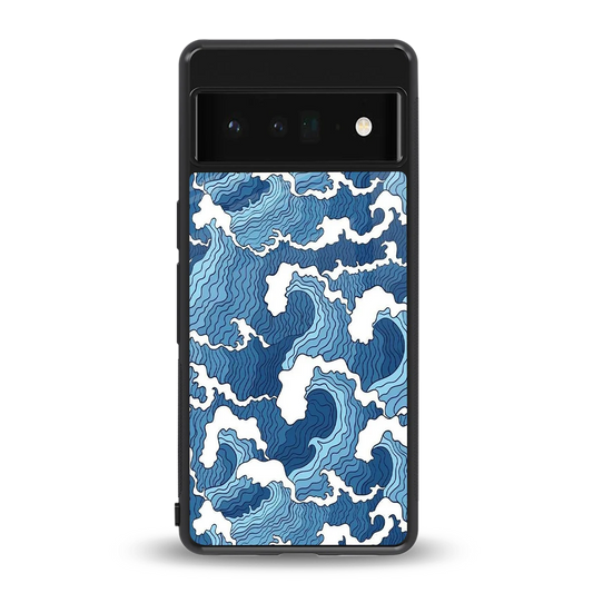 Waves Art back phone cover | glass case for google pixel 6 pro