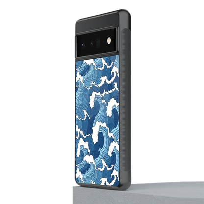 Waves Art stylish phone case for google pixel 6 pro | glossy glass and slim fit