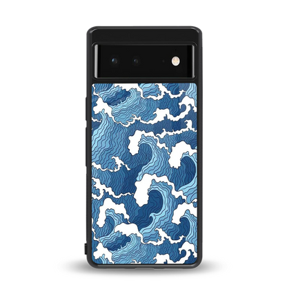 Waves Art back phone cover | glass case for google pixel 6a