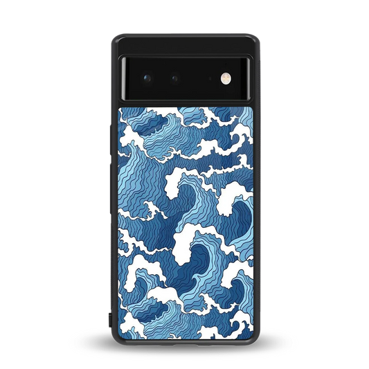 Waves Art back phone cover | glass case for google pixel 6a