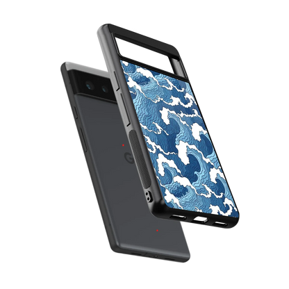Waves Art sleek google pixel 6 cover with tempered glass back and TPU edges
