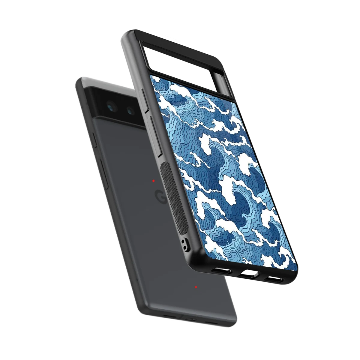 Waves Art sleek google pixel 6a cover with tempered glass back and TPU edges
