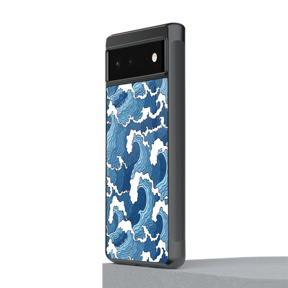 Waves Art stylish phone case for google pixel 6a | glossy glass and slim fit