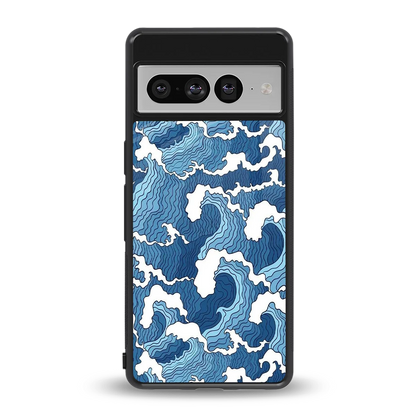 Waves Art back phone cover | glass case for google pixel 7 pro