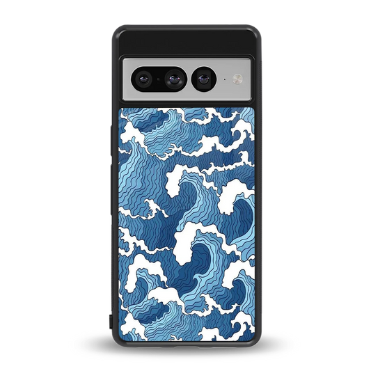 Waves Art back phone cover | glass case for google pixel 7 pro