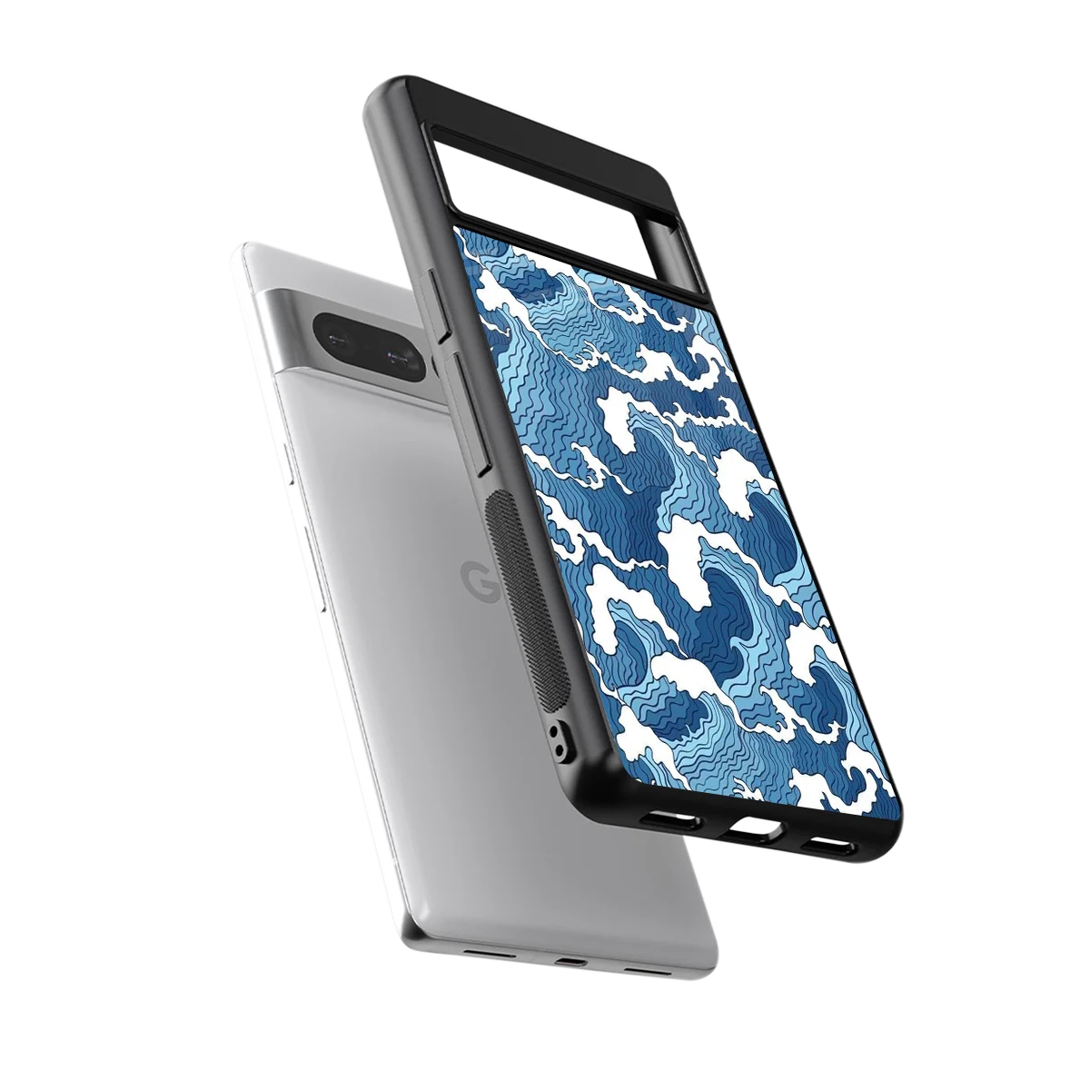 Waves Art sleek google pixel 7 pro cover with tempered glass back and TPU edges