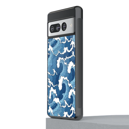 Waves Art stylish phone case for google pixel 7 pro | glossy glass and slim fit