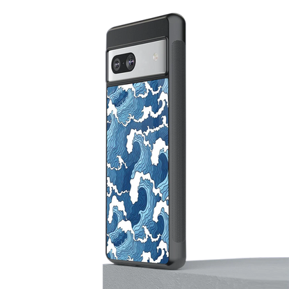 Waves Art stylish phone case for google pixel 7a | glossy glass and slim fit