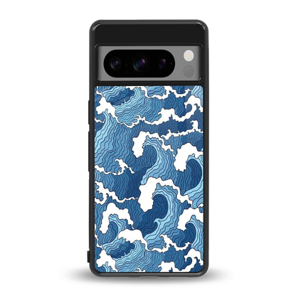 Waves Art back phone cover | glass case for google pixel 8 pro