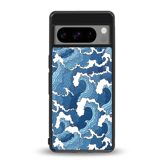 Waves Art back phone cover | glass case for google pixel 8 pro