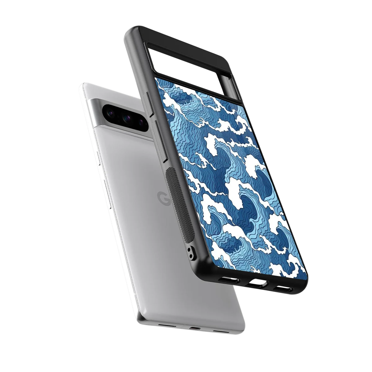 Waves Art sleek google pixel 8 pro cover with tempered glass back and TPU edges