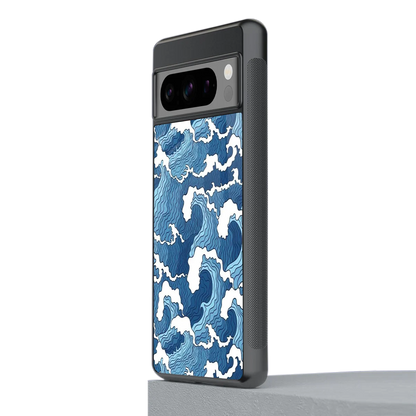 Waves Art stylish phone case for google pixel 8 pro | glossy glass and slim fit