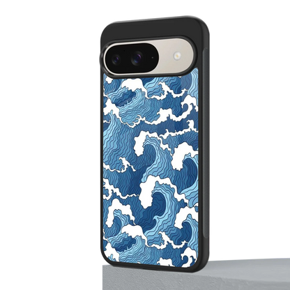 Waves Art google pixel 9 mobile cover | shockproof glass phone case