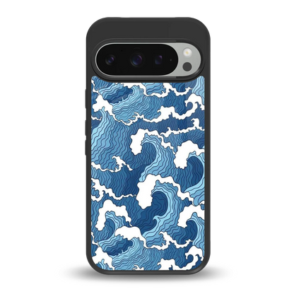 Waves Art back phone cover | glass case for google pixel 9 pro