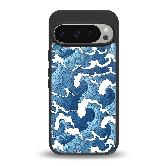 Waves Art back phone cover | glass case for google pixel 9 pro xl