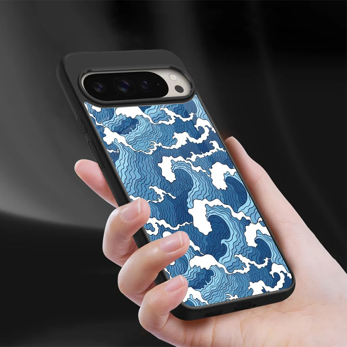 Waves Art sleek google pixel 9 pro cover with tempered glass back and TPU edges