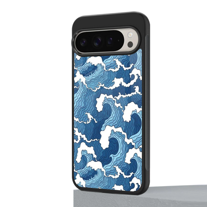 Waves Art google pixel 9 pro mobile cover | shockproof glass phone case