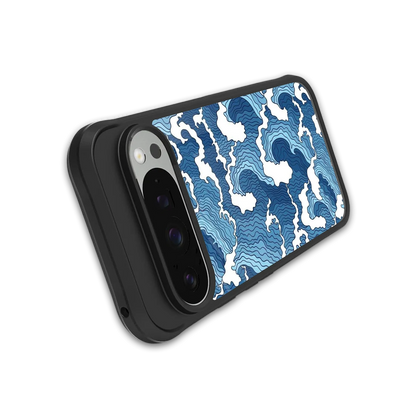 Waves Art stylish phone case for google pixel 9 pro | glossy glass and slim fit