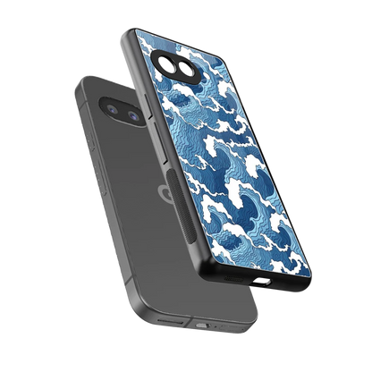 Waves Art sleek google pixel 10a cover with tempered glass back and TPU edges